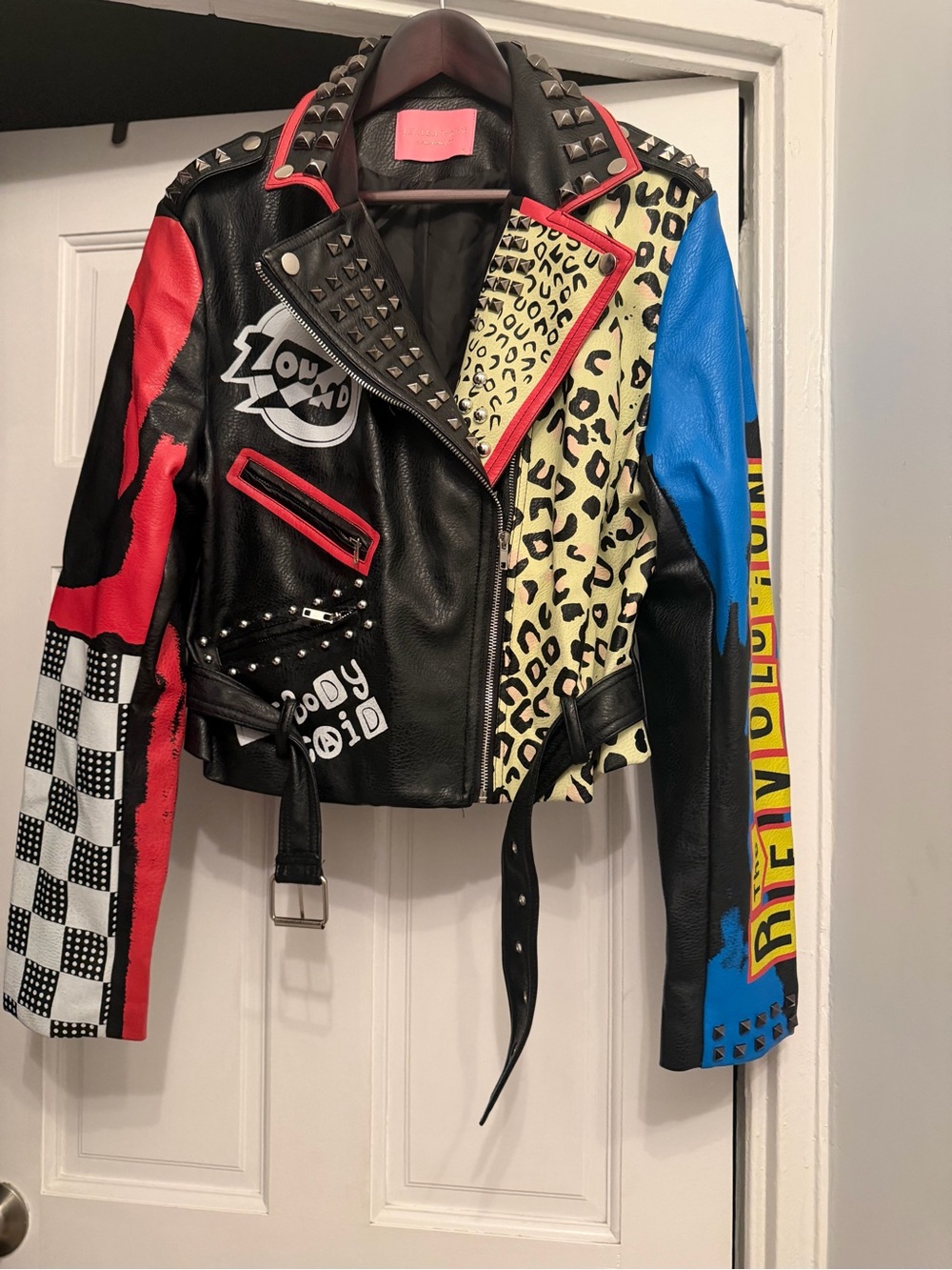 Studded Multi-Color PU Moto Jacket
